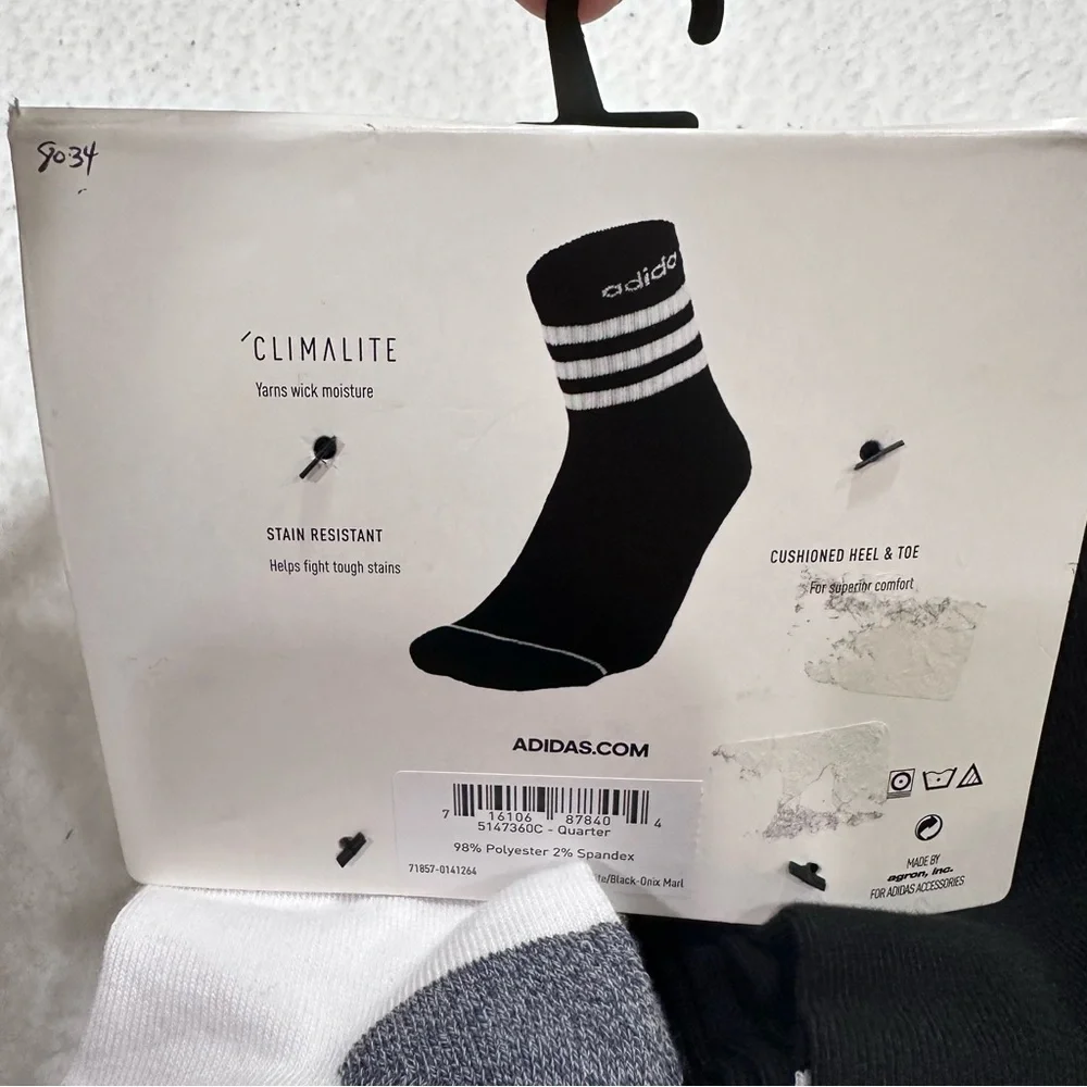 Adidas Youth Black and White Athletic Socks